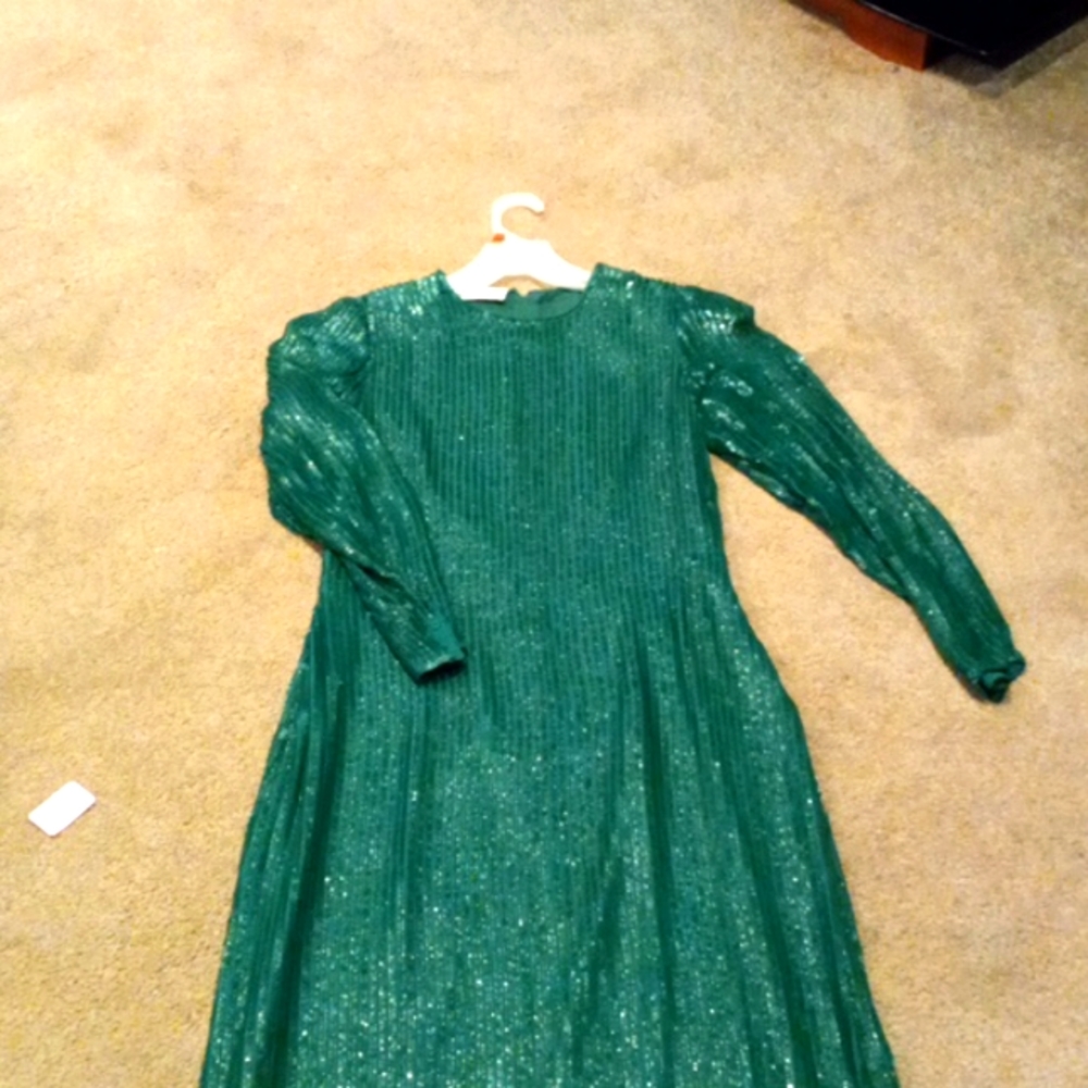 Vintage Georgio Beverly Hills Green Sequin Dress